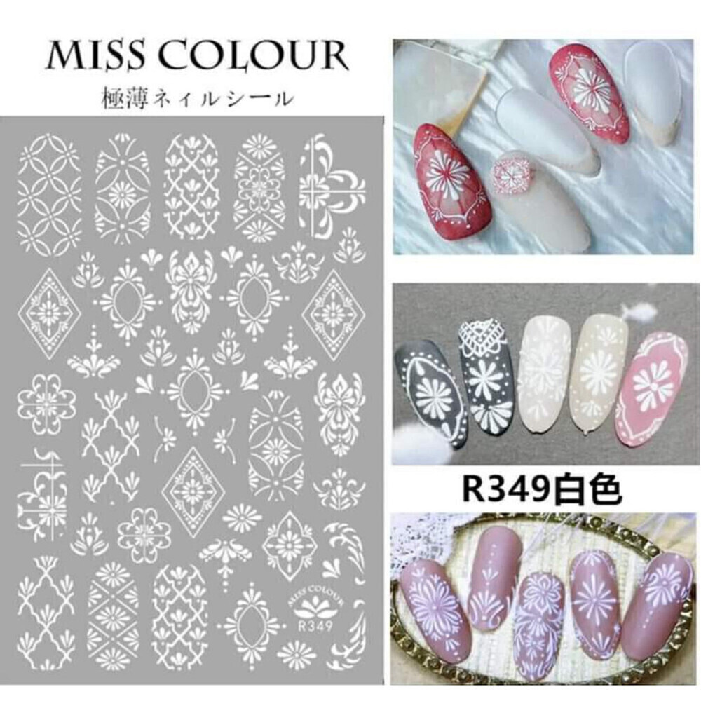 Nail Art Decals Stickers Bohemian Shapes White